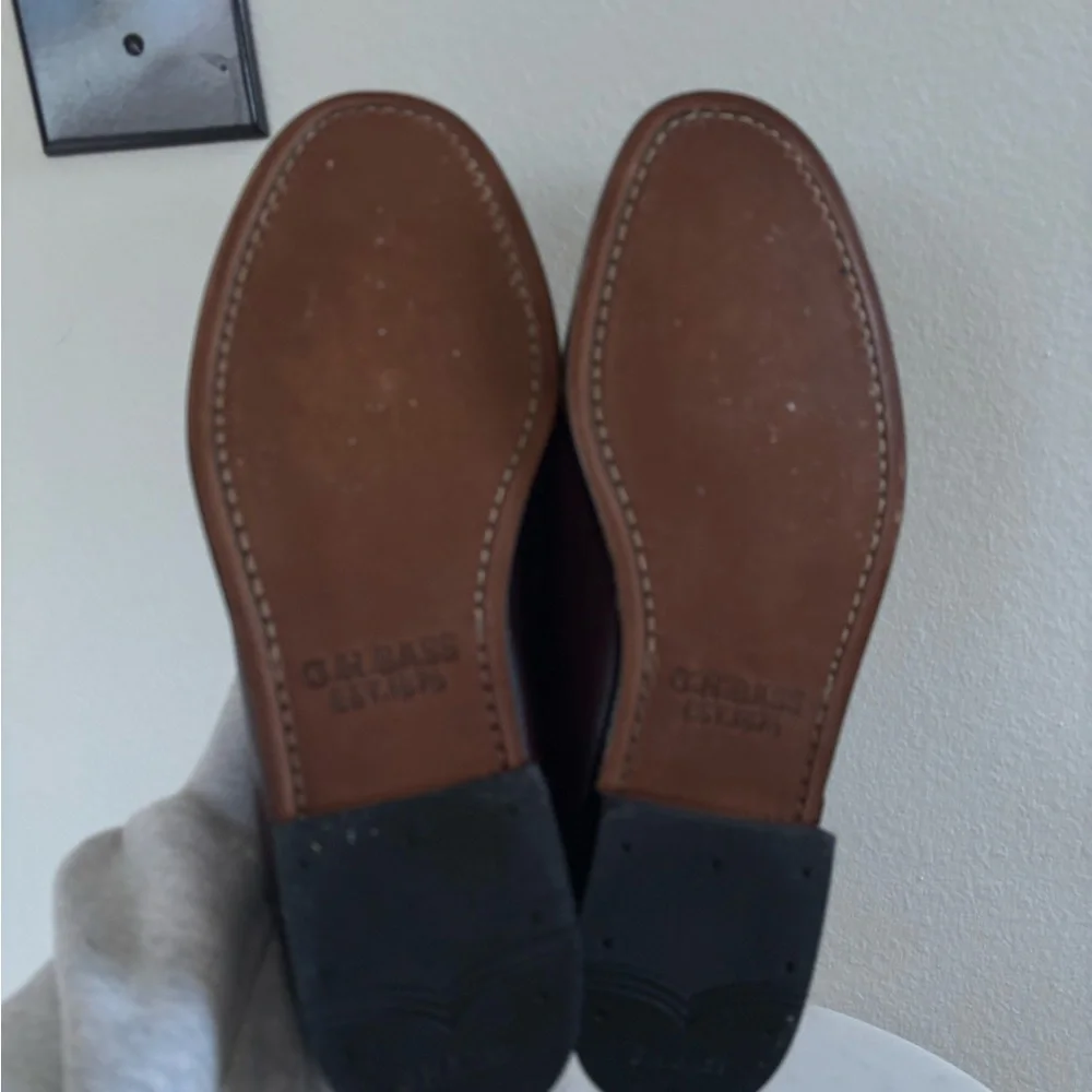 GH Bass Dark Brown Leather Loafers with Silver Accents - Picture 7 of 7